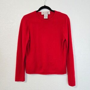 Queen Of Scots Red 100% Cashmere Crewneck Sweater Womens Medium Long Sleeve Knit